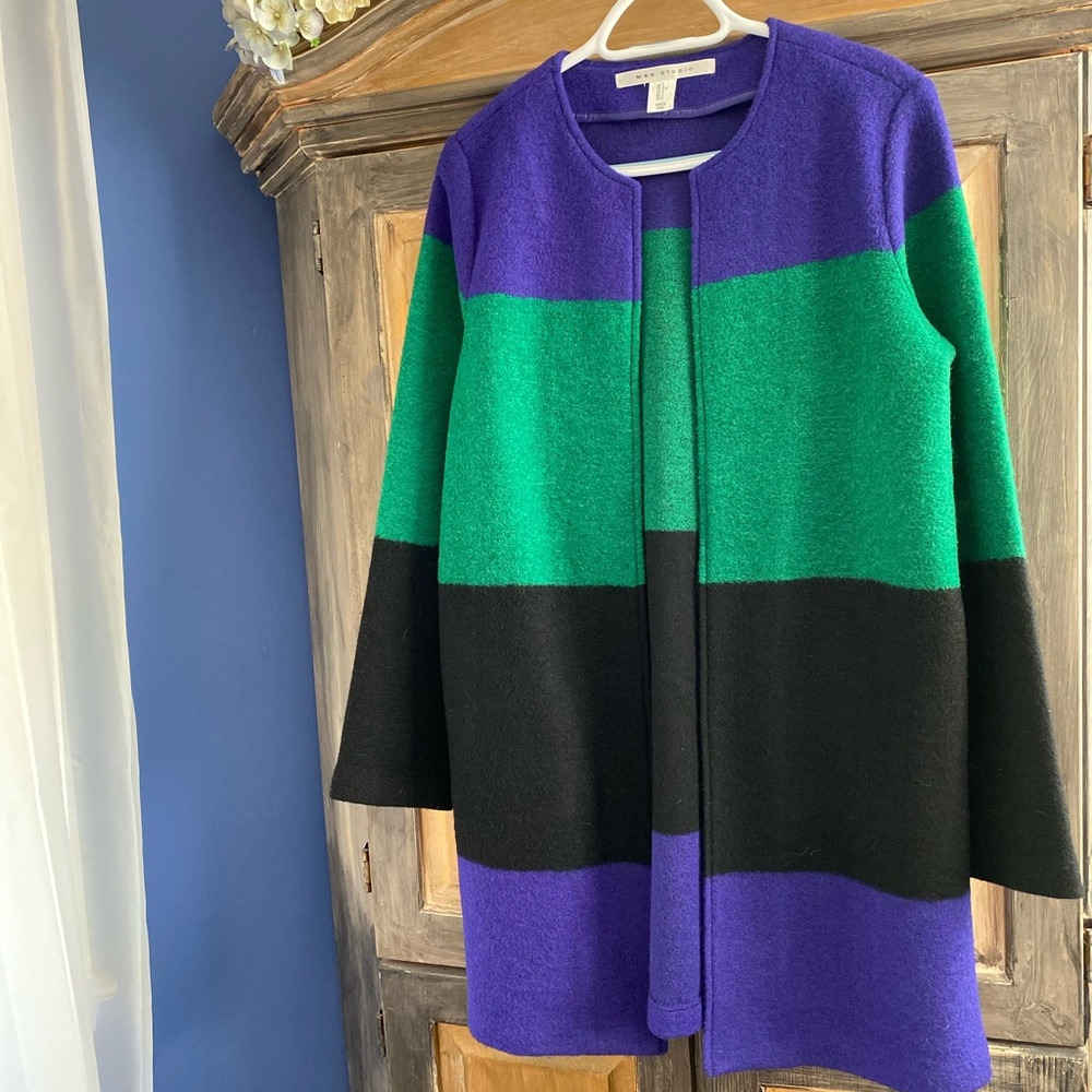 Max Studio Tri Colorblock Long Open Jacket. Size S - image 4